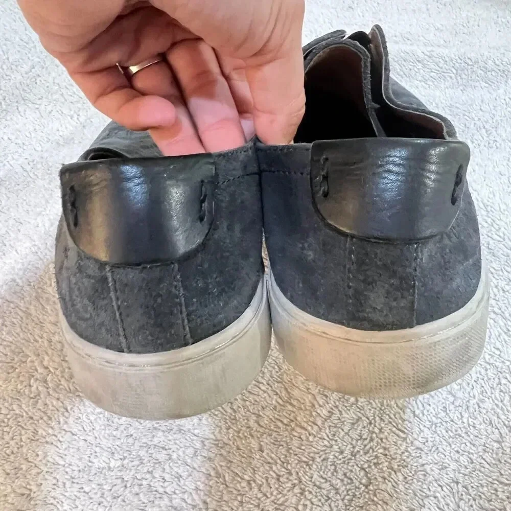 Frye 1863 Mens Gray Slip On Casual Shoes Lace 11 Suede Almond Toe Oxford Preppy